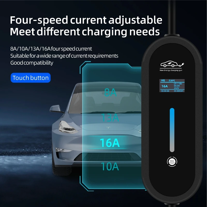 ROMADA 3.5KW 3.0m 16A EV Portable Charger Type2 EVSE Charging Cable Type1 EU Plug Controller Wallbox GBT for Electric Vehicle