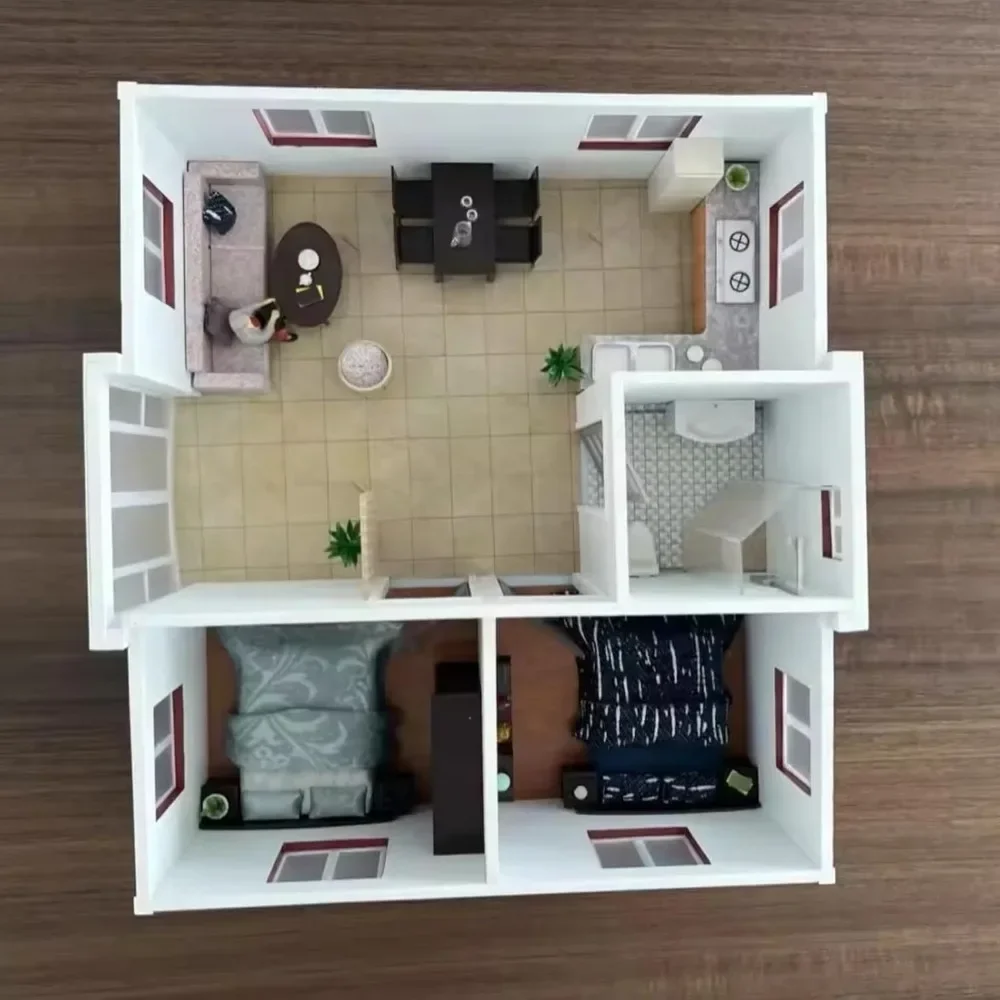 Movable Prefab Tiny Home for Sale 20ft Portable Container House with 2 Bedrooms Full Equipped Kitchen and Bathroom Modular Home
