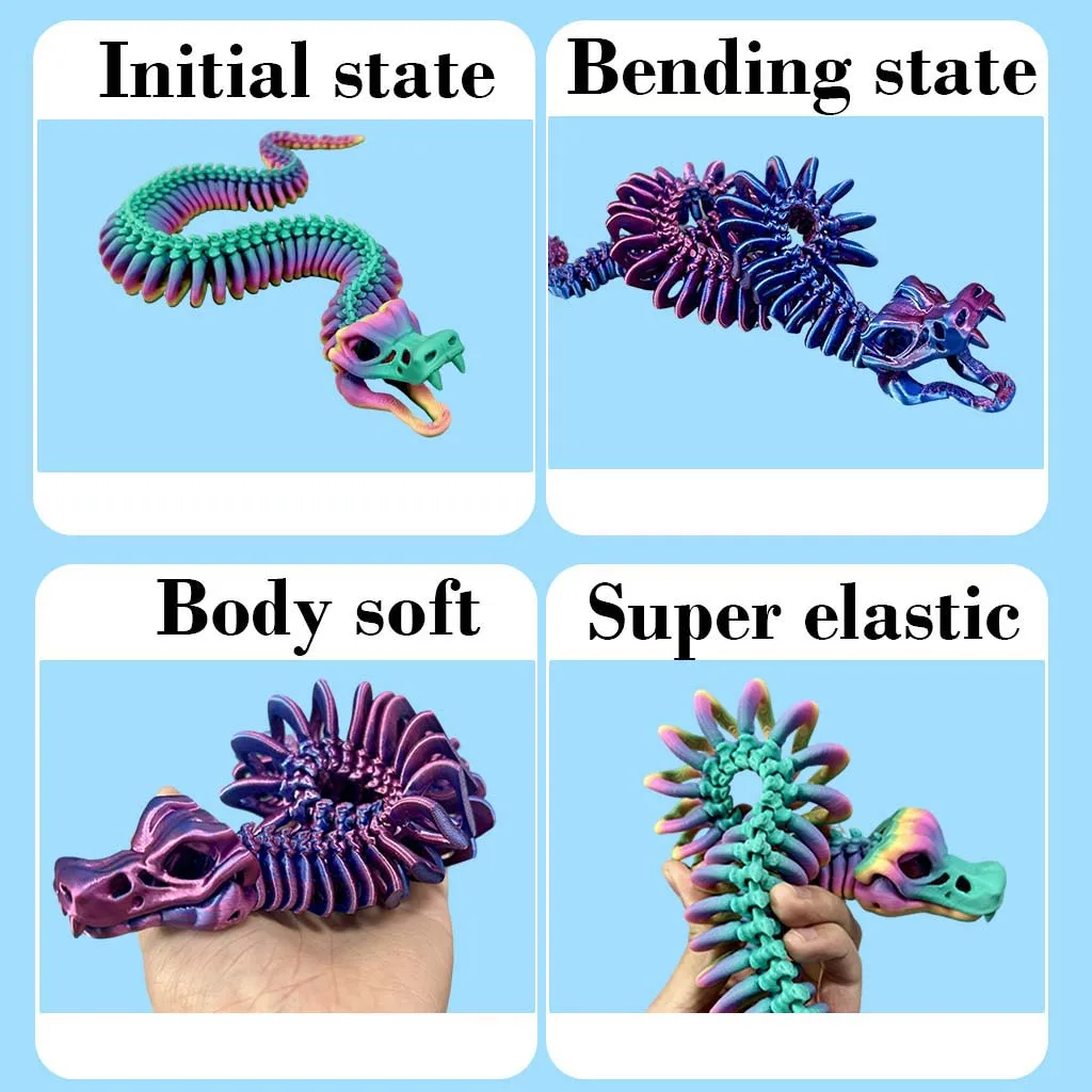 3D-gedruckte JOINT SNAKE-Statue, flexibles 3D-gedrucktes Tier, bunte Figur-Statue, Geschenke, 53 cm/20,87 Zoll, 36 cm/14,17 Zoll – Detail 3