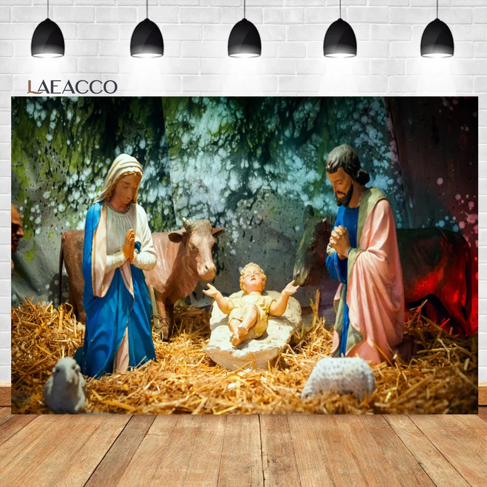 Laeacco Nativity Scene Photography Backdrops Jesus Birth Angel Christian Room Decor Photo Backgrounds Photozone For Photo Studio