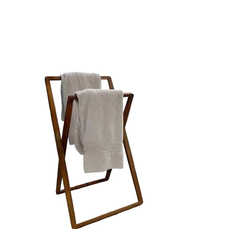 Porte-serviettes de salle de bain en bois massif du sol au plafond, cintre de rangement pliable, style nordique de luxe léger