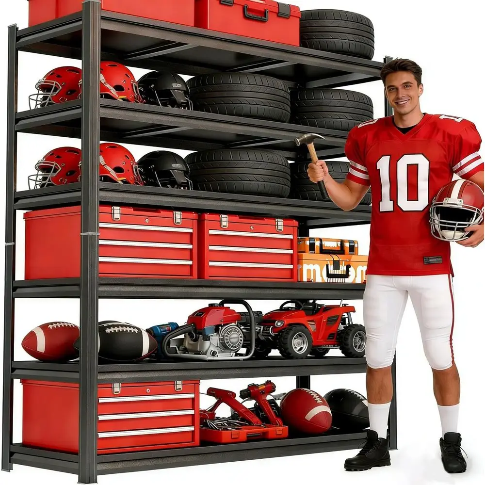 

Heavy-Duty 6-Tier Metal Storage Shelves, 82 Tall, 3600 lbs Capacity, Adjustable Utility Racks for Industrial, Warehouse, or Home
