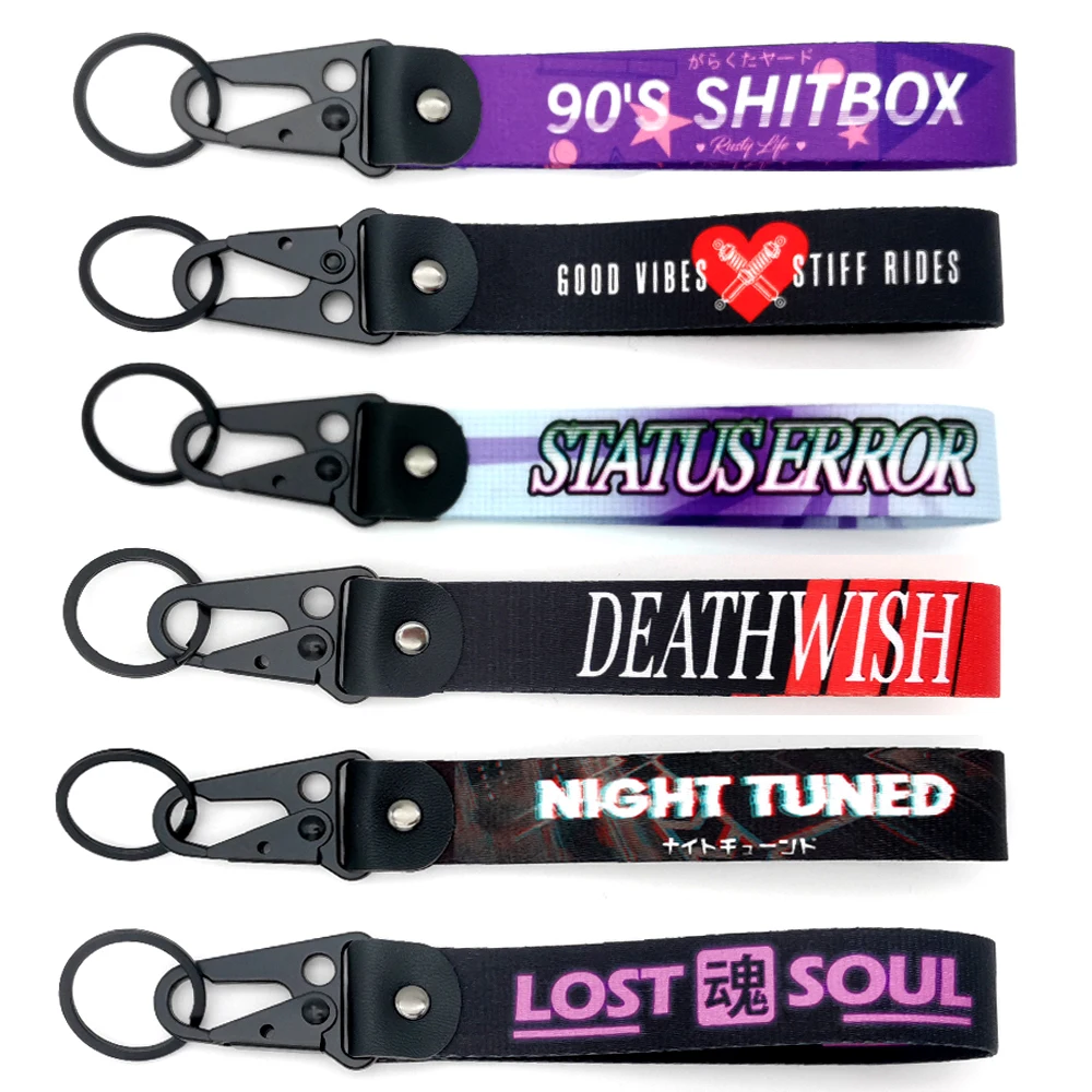 

Newest JDM Style Modified Racing Culture Keychain Nylon Woven Transfer Wrist Strap Car Label Auto Strap