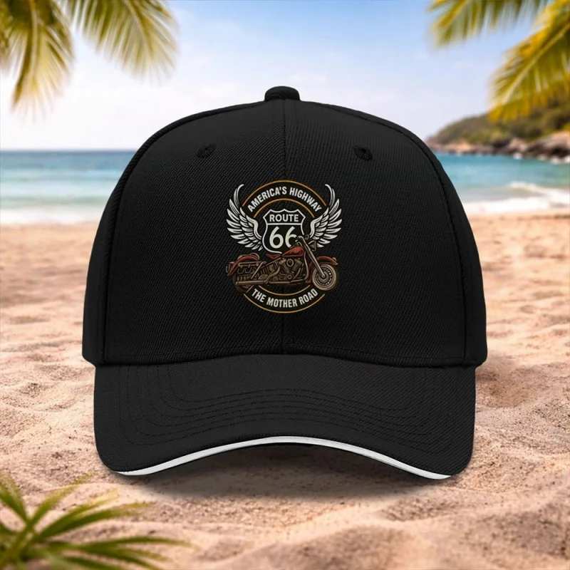 Route 66 Motorcycle Baseball Cap Unisex for Weddings Parties Festivals Bachelor Events Birthday Gift Cycling Outdoor Sports