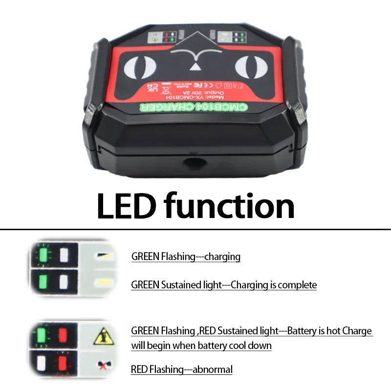 Carregador de bateria de lítio cmcb104 2a para artesão 20v bateria de íon-lítio cmcb102 cmcb202 cmcb203 cmcb204 cmcb205 carregador de ferramentas elétricas