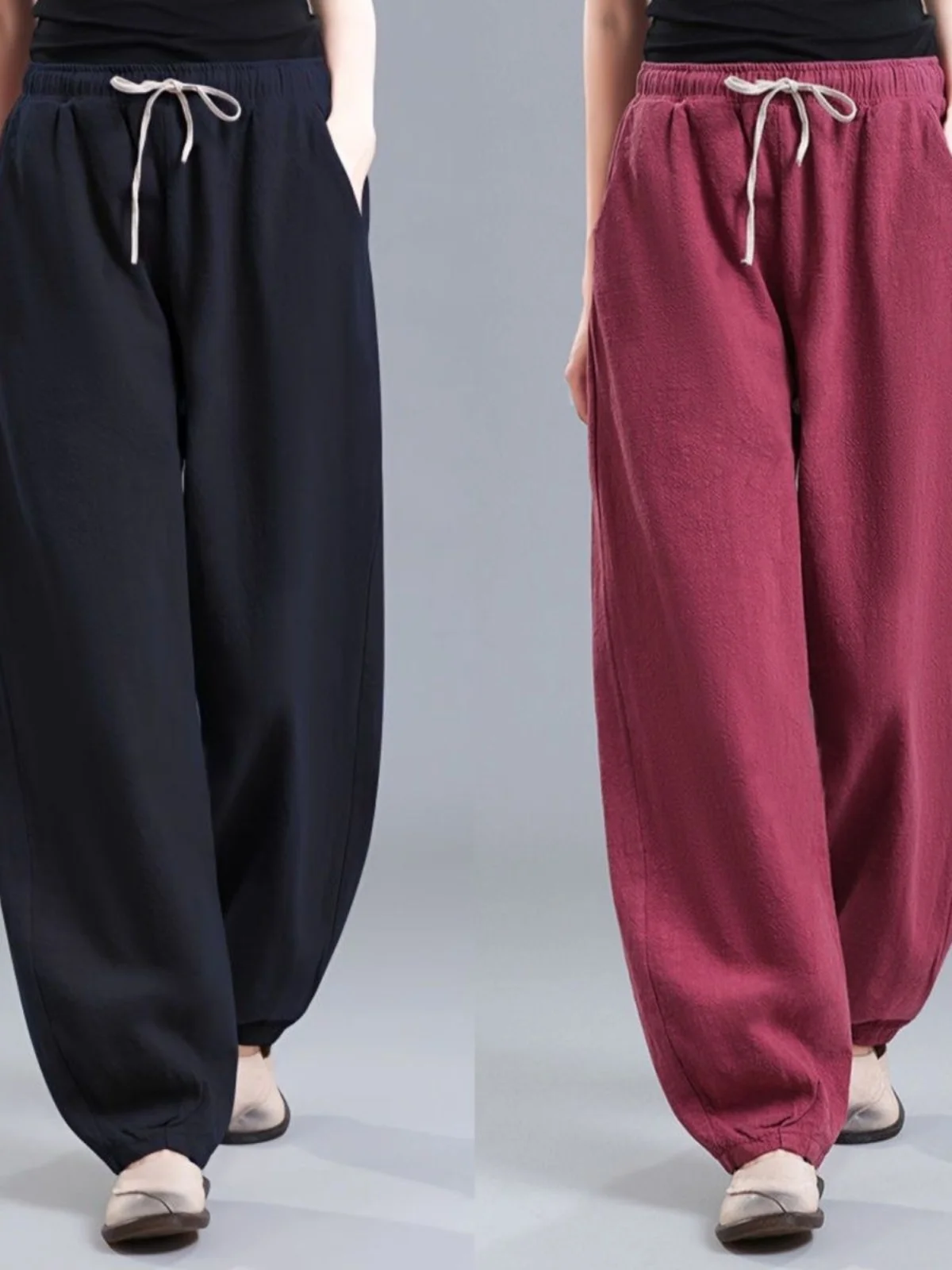 

High Waist Cotton Linen Drapey Lantern Pants Women's Casual Loose Vintage Carrot Pants Autumn New Style Harlan Pants