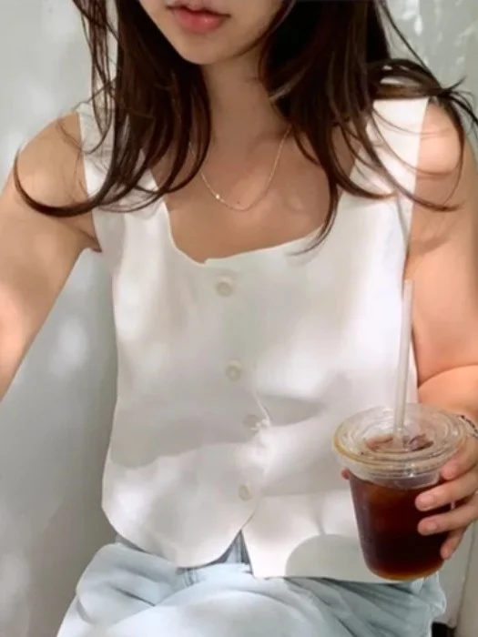 

Ele Color Suit Vest Women's Summer New Sle Versatile Slimming Svel Top Commute Sle Regular Fit Medium Sof...