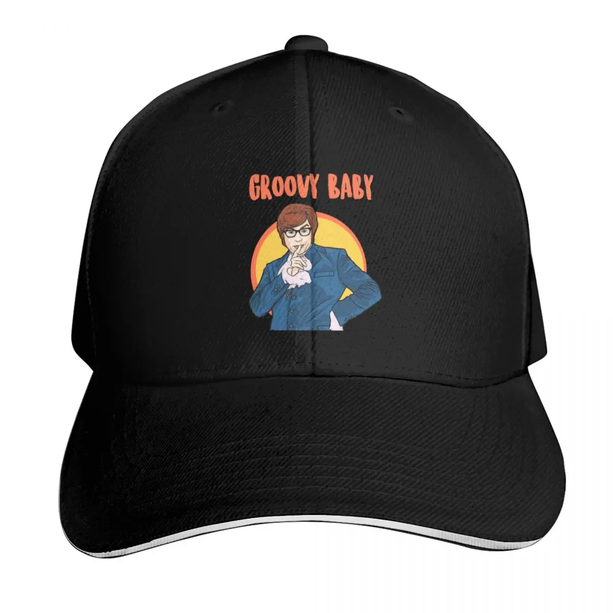 Groovy Baby - Austin Powers Baseball Cap Moisture Wicking Quick Dry Curved Brim Classic Fit Low Profile Unstructured