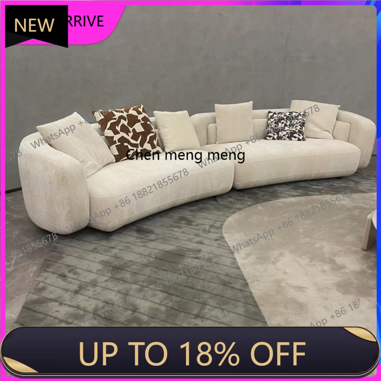 

M78 Italian minimalist cloud curved sofa living room hotel chenille fabric sofa