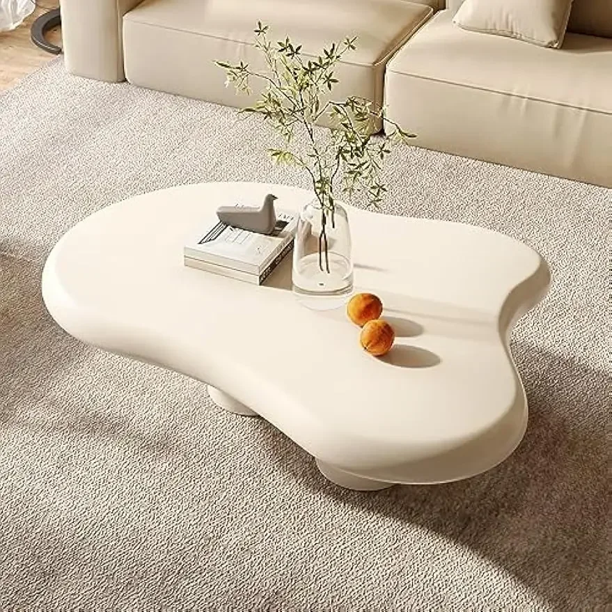 Cloud Coffee Table,Unique Wavy Design, Irregular Shape Living Room Coffee Table, Modern Aesthetic Cute Funky Indoor Center