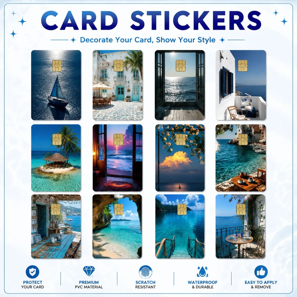 Landscape Photos Pvc Film Skin Sticker for Debit Card Credit Bank Card Spectacular Scenery of The World Stickers for Small Chip