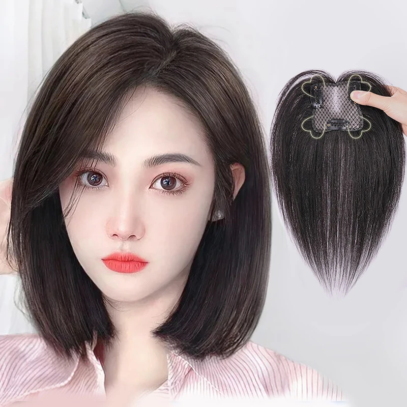 100% Human Hair Wispy Bangs Clip in Bangs Natural Air Bangs Fringe with Temples Hairpieces for Women Curved Bang for Daily wear