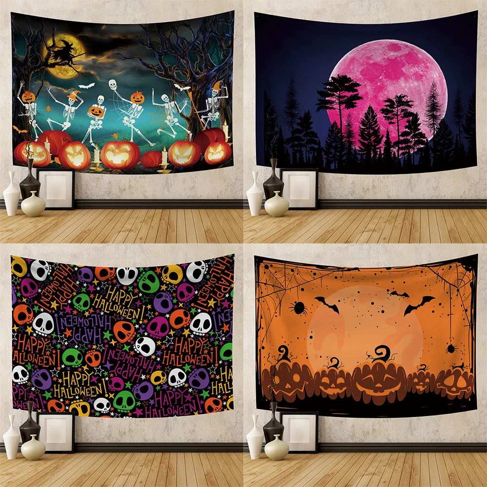 Pumpkin Lantern Wall Hanging Tapestry Hippie Magic Castle Ghost Home Decor Horror Devil    Backdrop Cloth