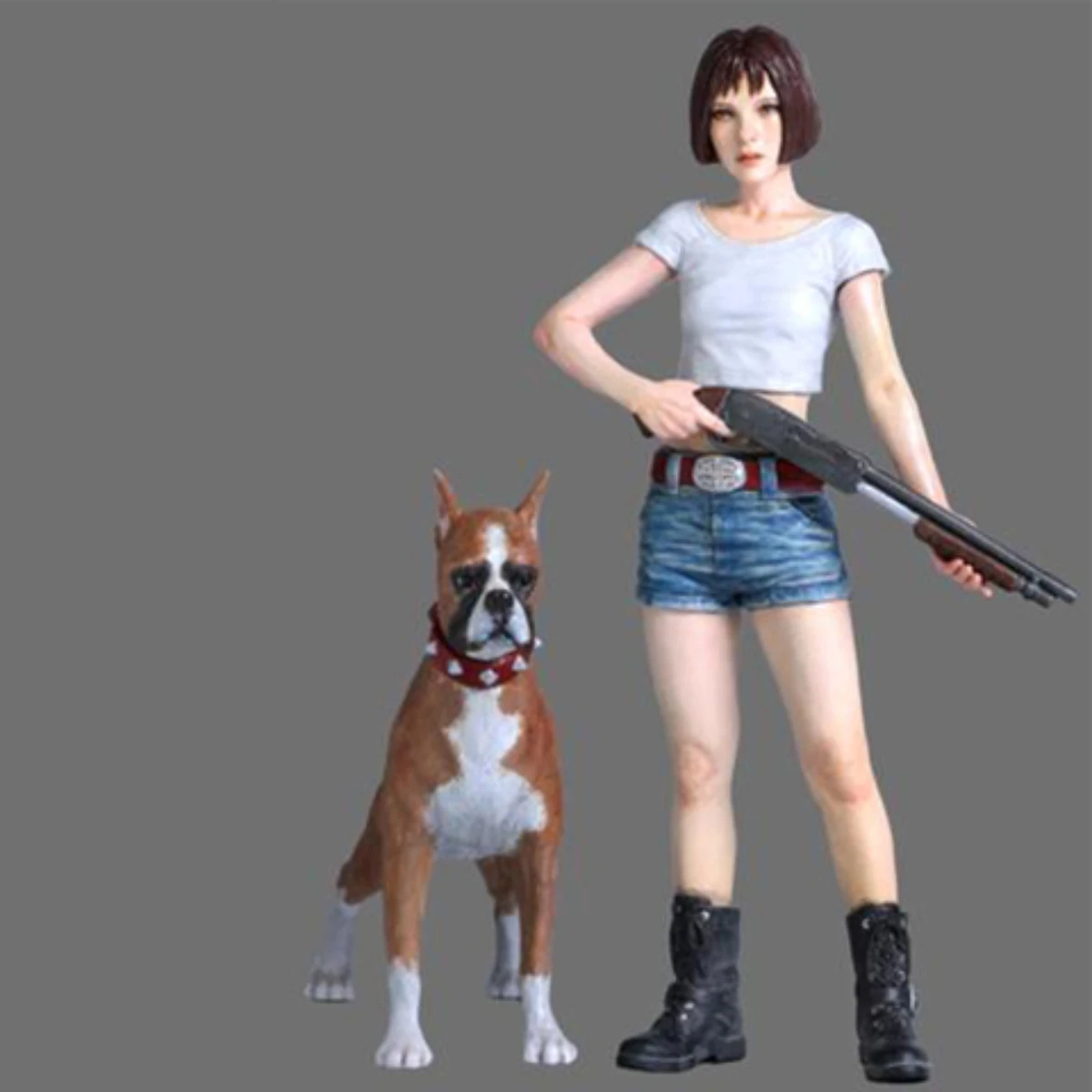 

1/24 resin soldier model GK female spy soldier with dog - unassembled and unpainted DIY kit 889R