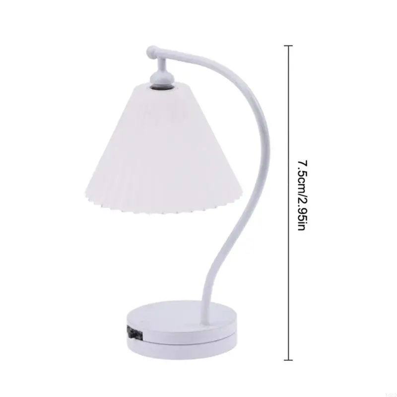 Y88D Realistic White Lamp Model for Dollhouses Bedroom Table Light Photo Props