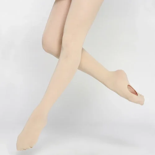 Imagen 2 del producto Pantimedias con zona para adultos y niños para bailar, cintura elástica, Yoga, sin pies, apretadas, estribo Convertible, medias de Ballet para baile