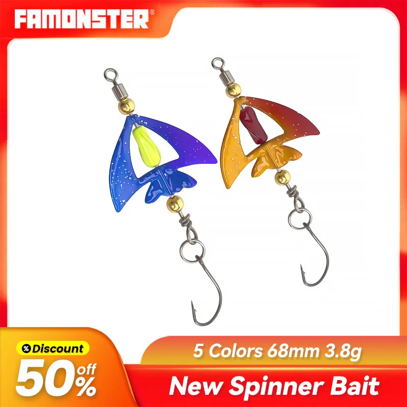 

3.8g Famonster Fishing Lure Swimbait Carp Jig Bass Pike Flying Fish Spinner Baits Wire Metal Soft Spoon Hook Sequins Set
