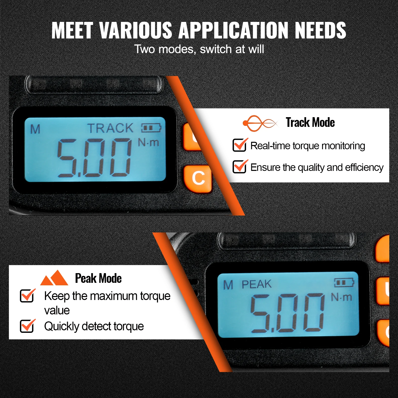 VEVOR-Digital Torque Chave De Fenda, Drive Chave De Fenda, Chave Com Bits, Case para Eletricista, Torque Chave De Fenda com LCD, 1/4"