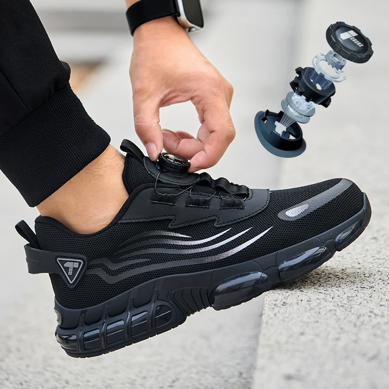 Men's Rotating Buckle Safety Shoes, Impact and Puncture Resistant Work Shoes, Fashionable Sports Shoes, Safety Protective Shoes view 3
