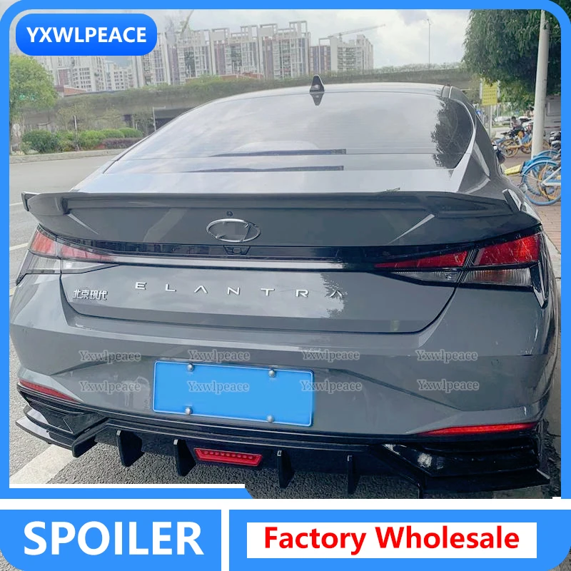 For Hyundai Elantra Avante CN7 2020 2021 High Quality ABS Material Modified Car Tail Spoiler Unpainted Color Rear Trunk Spoiler