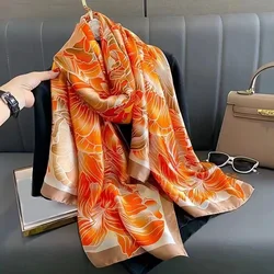 브랜드 디자이너 실크 스카프 180*90cm 고품질 Foulard Bandana 긴 대형 Shawls Wrpas 여름 목 스카프 Pashmina 레이디 Hijab