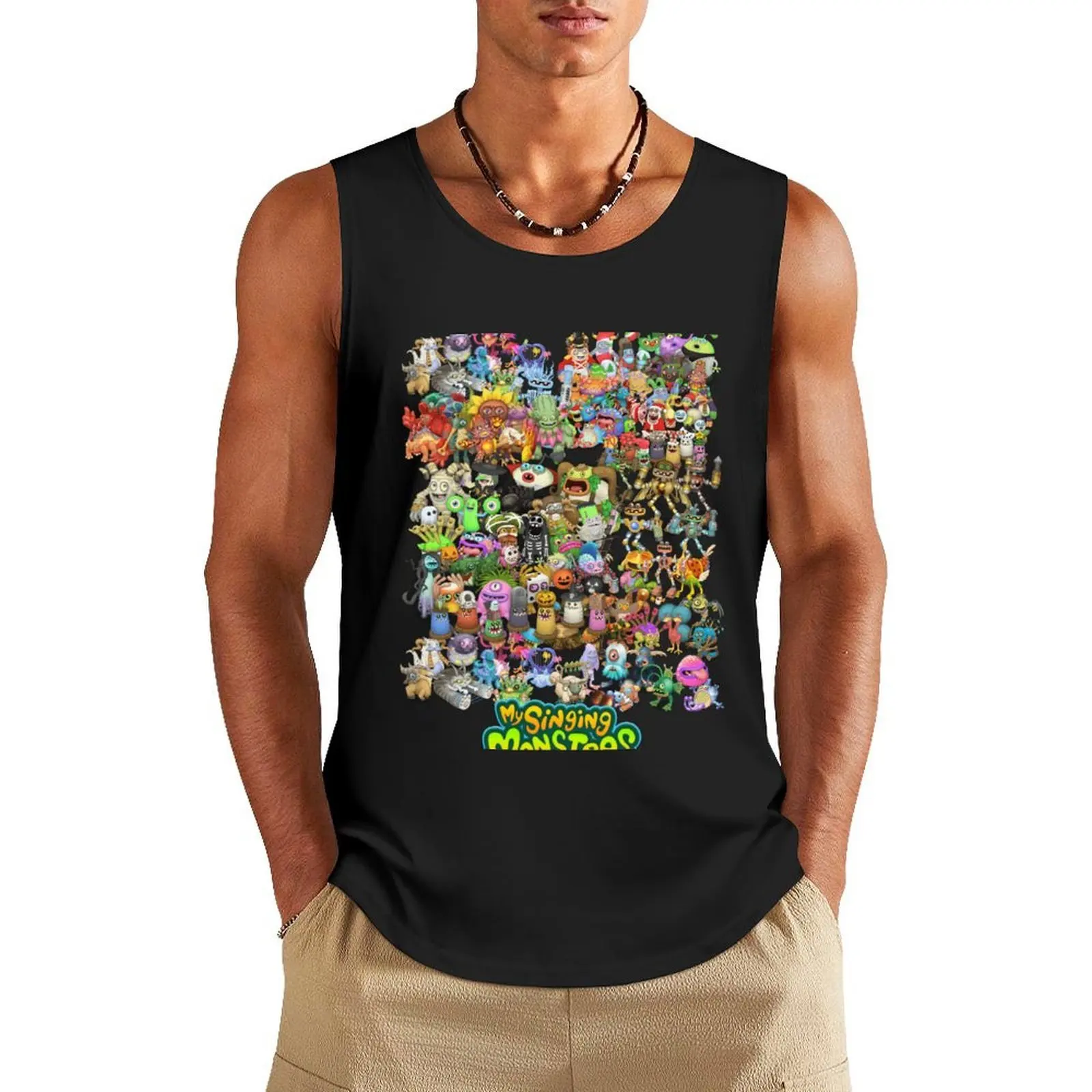 

Singing Monsters Group Photo Tank Top new in tops & t-shirt mens gym clothes summer clothes for men