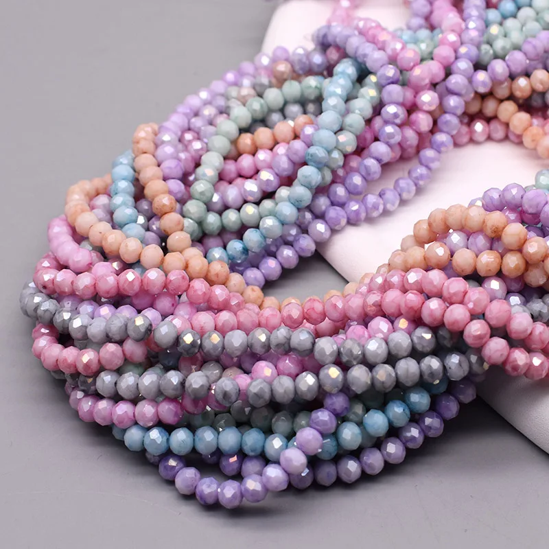 6mm 92pcs/lot Rondelle Crystal Glass Beads Color Faceted Loose Spacer Glass Beads for Jewelry Making DIY Necklace