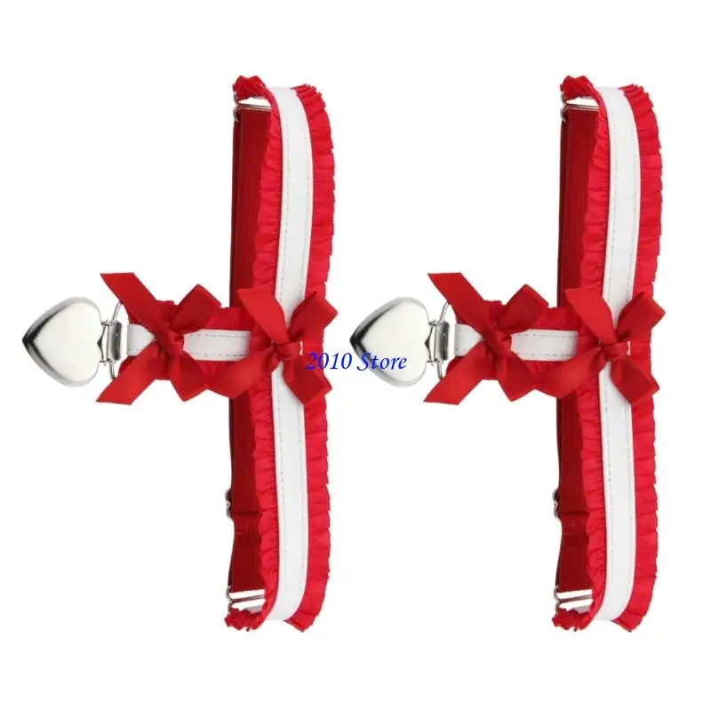 F3MF Punk Coxa Liga Cinto Elegante Renda Guarnição Bowknot Suspensório Cinto Para Mulheres Adolescentes