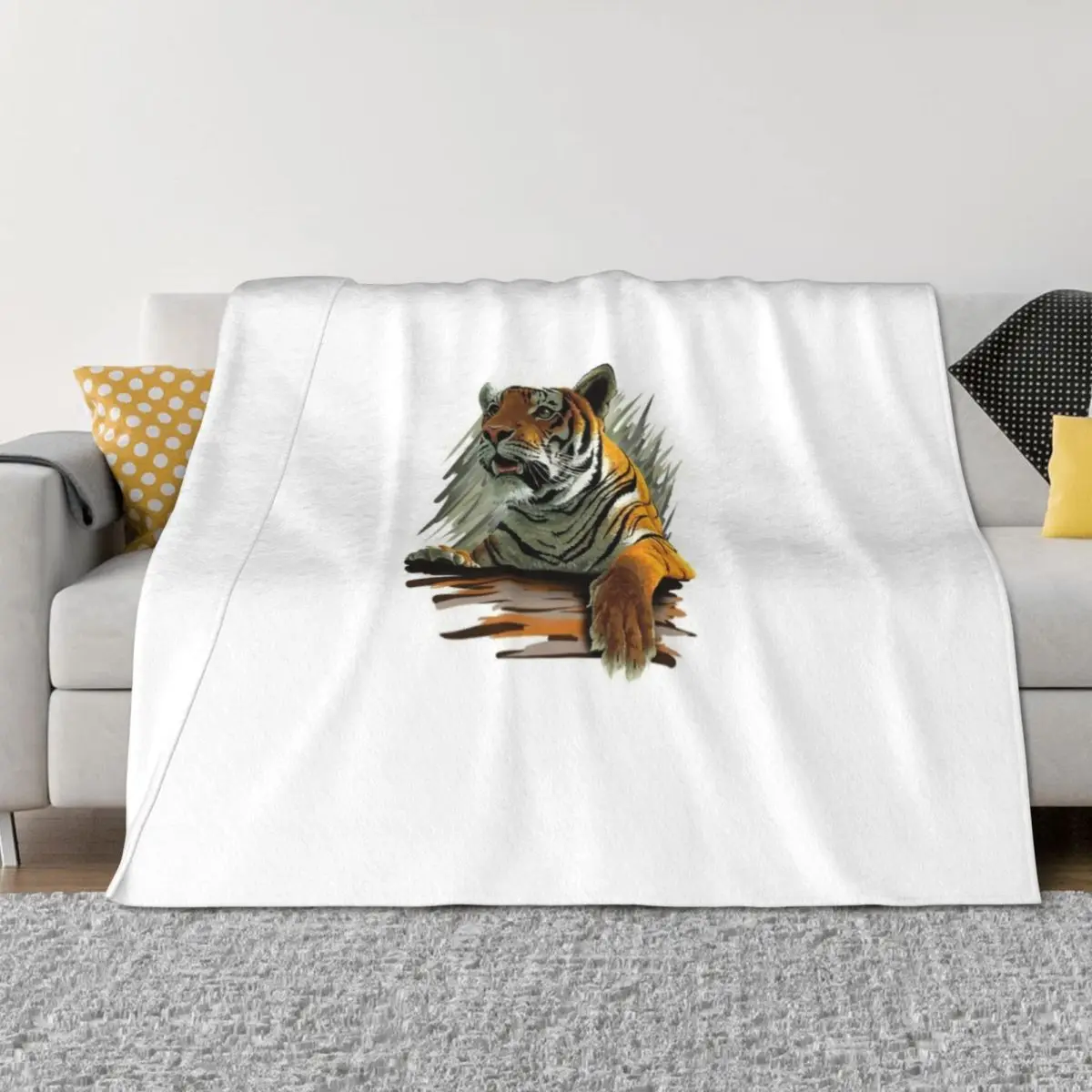 

tiger Throw Blanket Plaid on the sofa for winter Quilt Blankets