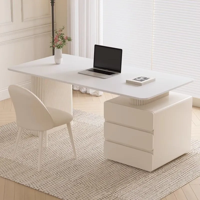 

Wooden Minimalist Office Desk Aesthetic Nordic Modern Luxury Office Desk Drawer Executive Reception Tavolo Commercial Furniture