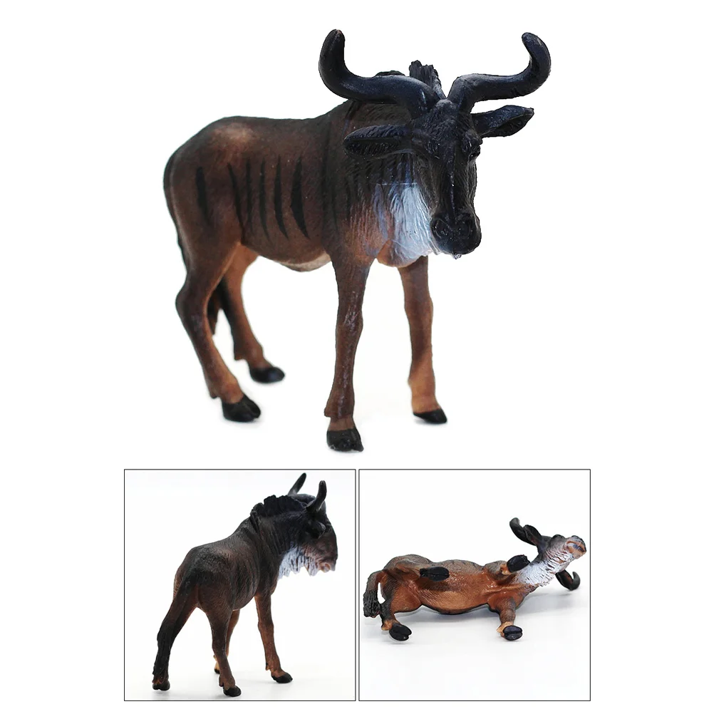 

African Wildebeest Model Wildlife Figurine Plastic Decor Plaything Toy Animal Decoration Kids Simulated Pvc Models