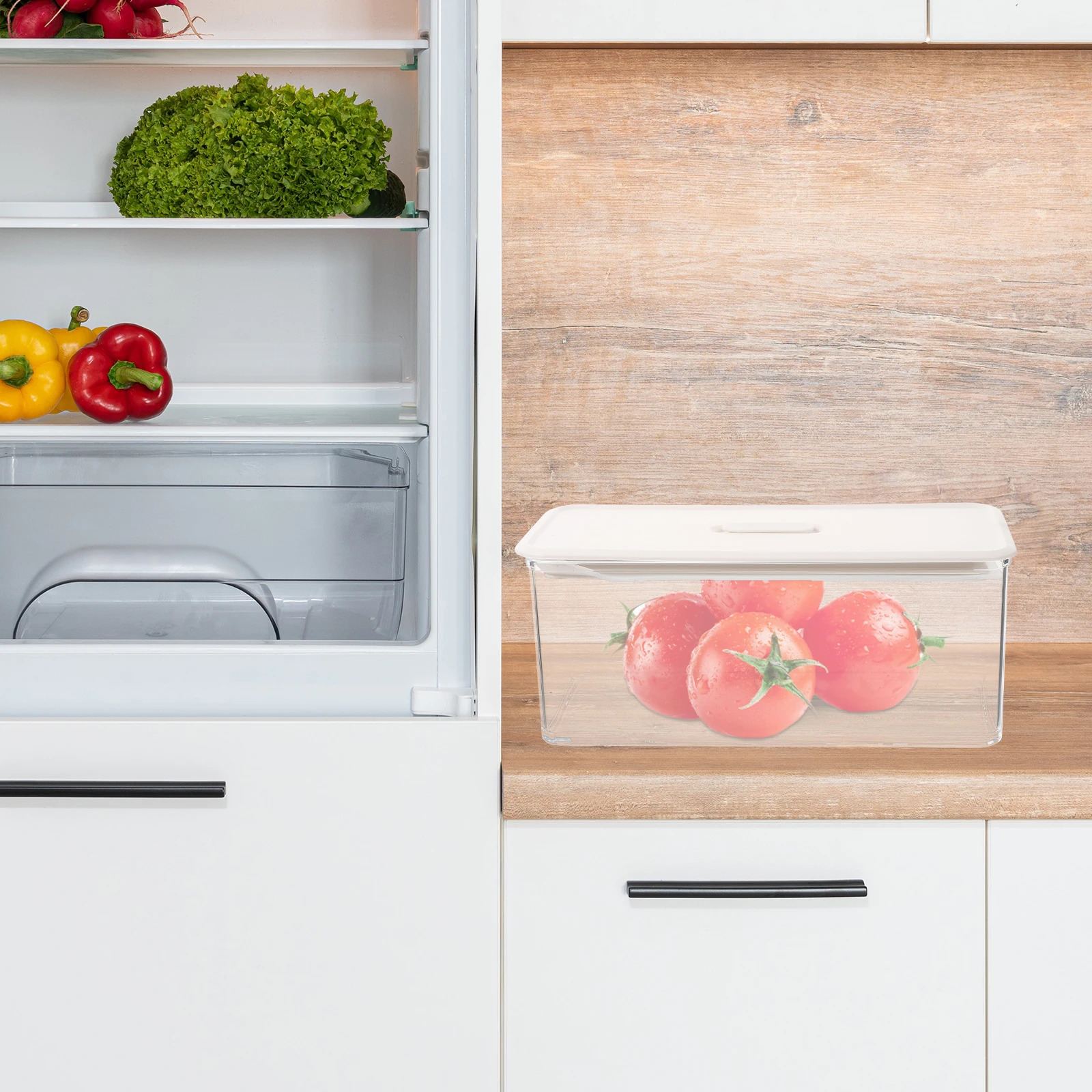 

Portable Fruits Box Reusable Drain Reusable Preservation Box Crisper Safe PPMA Materials Household Camping Container