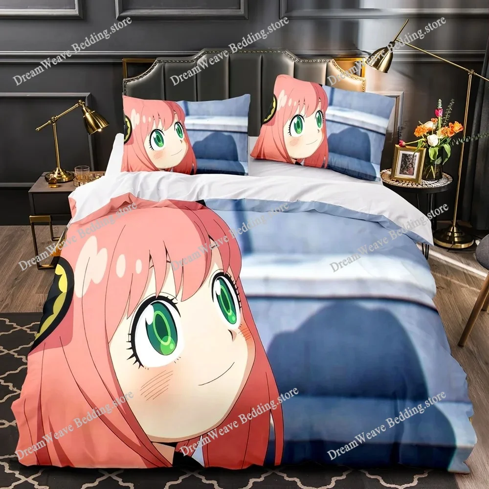 

Anime SPY×FAMILY Anya Bedding Set Boys Girls Twin Queen Size Duvet Cover Pillowcase Bed Boys Adult Fashion Home Textileextile