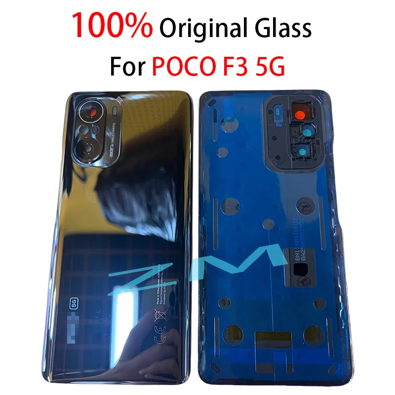 Poco F3 OEM A+ Back Glass Cover For Xiaomi For Poco F3 Back Door Replacement Hard Battery Case, Rear Housing Cover With Adhesive