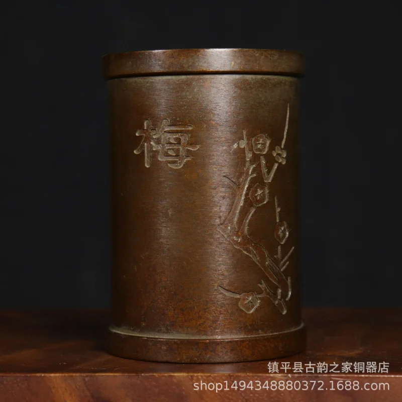 

Латунный настольный органайзер для ручек: вишня, орхидея, бамбук, хризантема. Металлическое изделие ручной работы. Креативный держатель для ручек с круглым основанием. Медный декор.