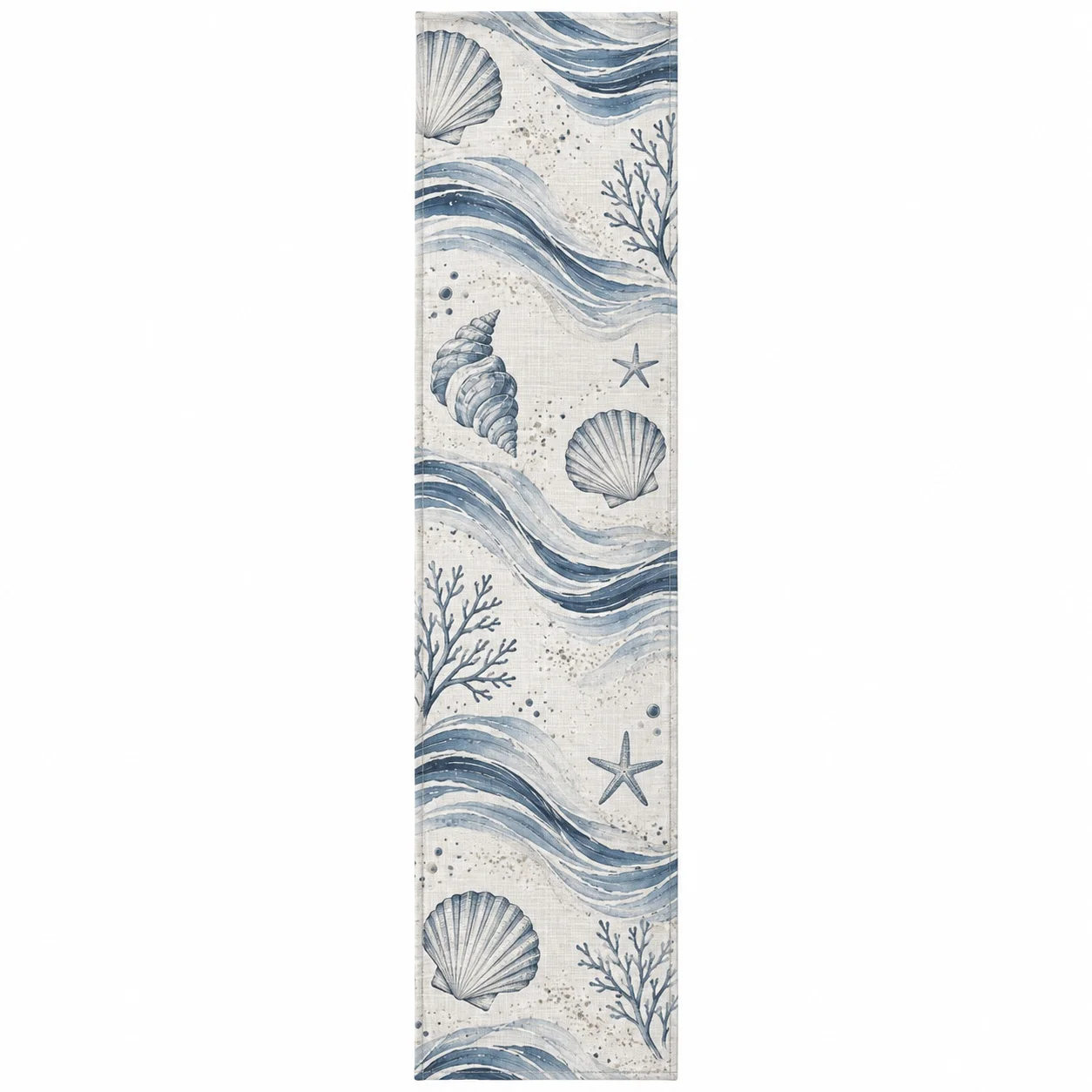 Coastal Ocean Table Runner Blue Wave Shell Starfish Pattern Dining Table Decor Beach Style Home Kitchen Decoration Gift
