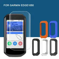 Silicone Case with Plastic Film For Garmin Edge 1050 Accessories Kit Screen Protector Glass Film Soft Protection Case Cover