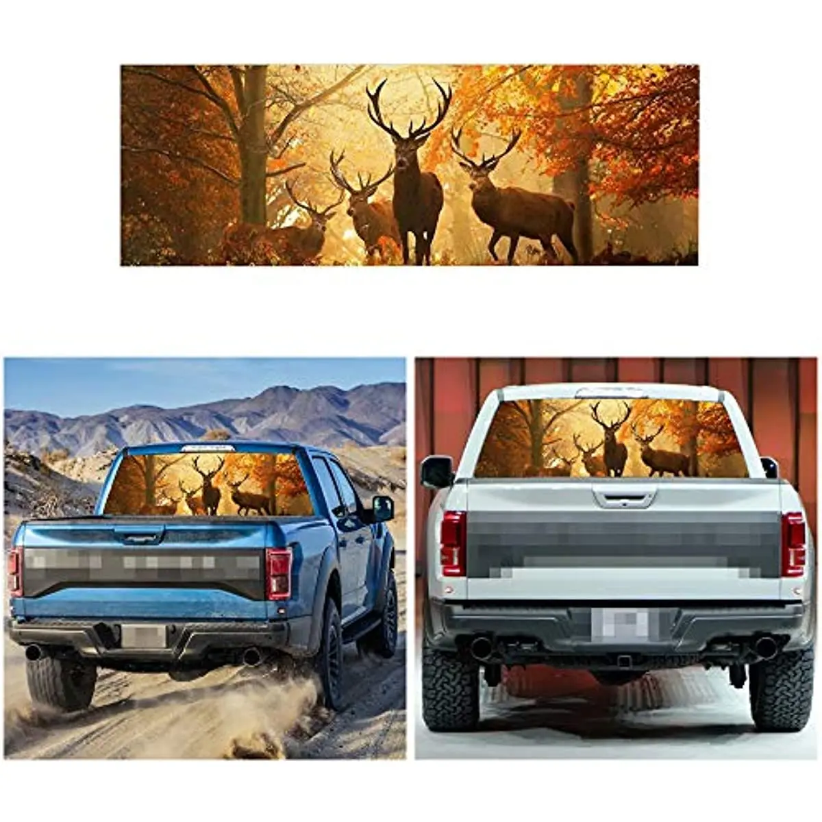 

Deer 3D Transparent Car Back Rear Window Decal Vinyl Sticker for Happy Halloween, 53.15'' x 14.17''