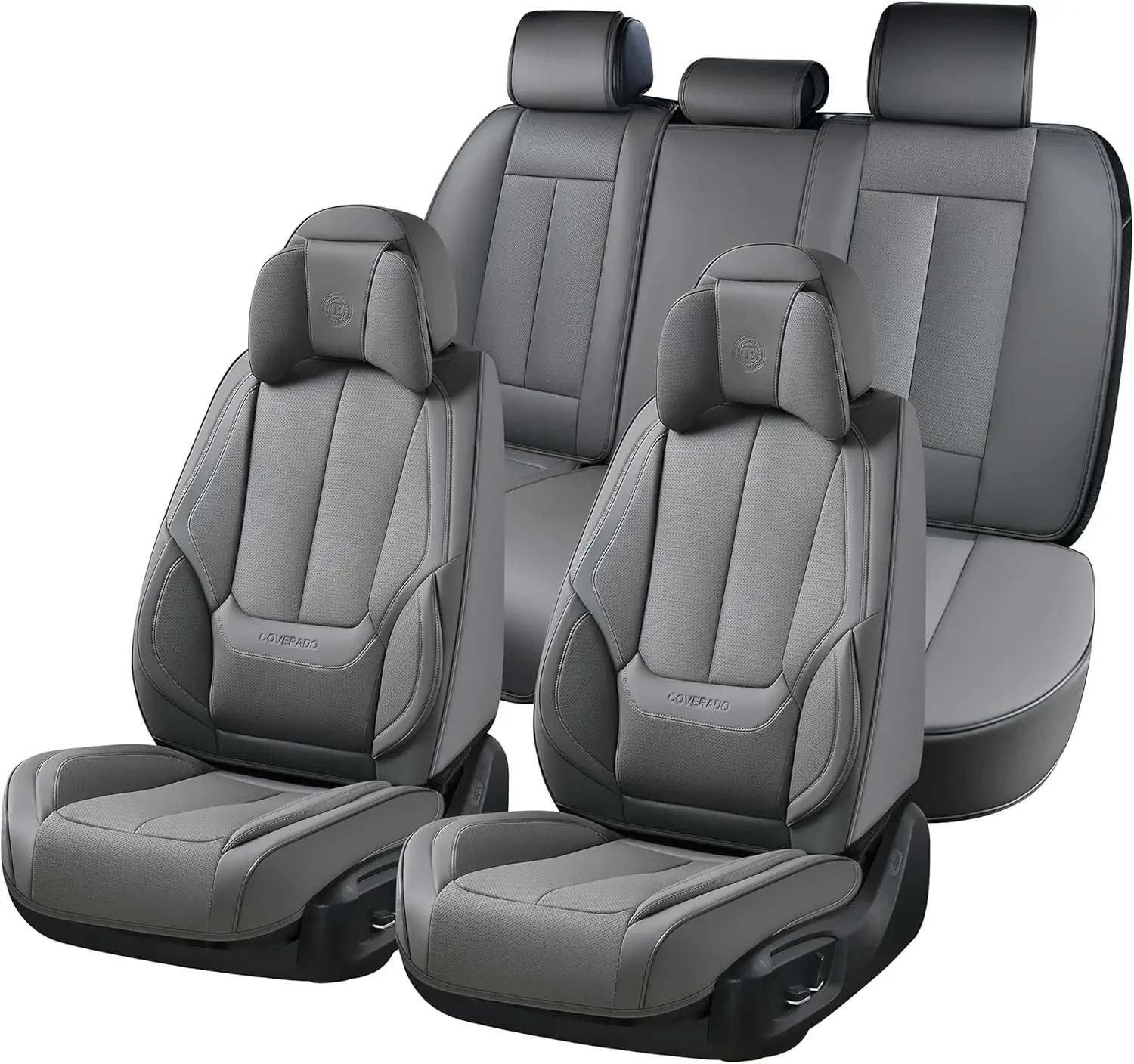 

Universal Seat Covers Full Set, 5 Seats Universal Seat Covers for Cars, Waterproof Nappa Leather Car Seat Covers with H