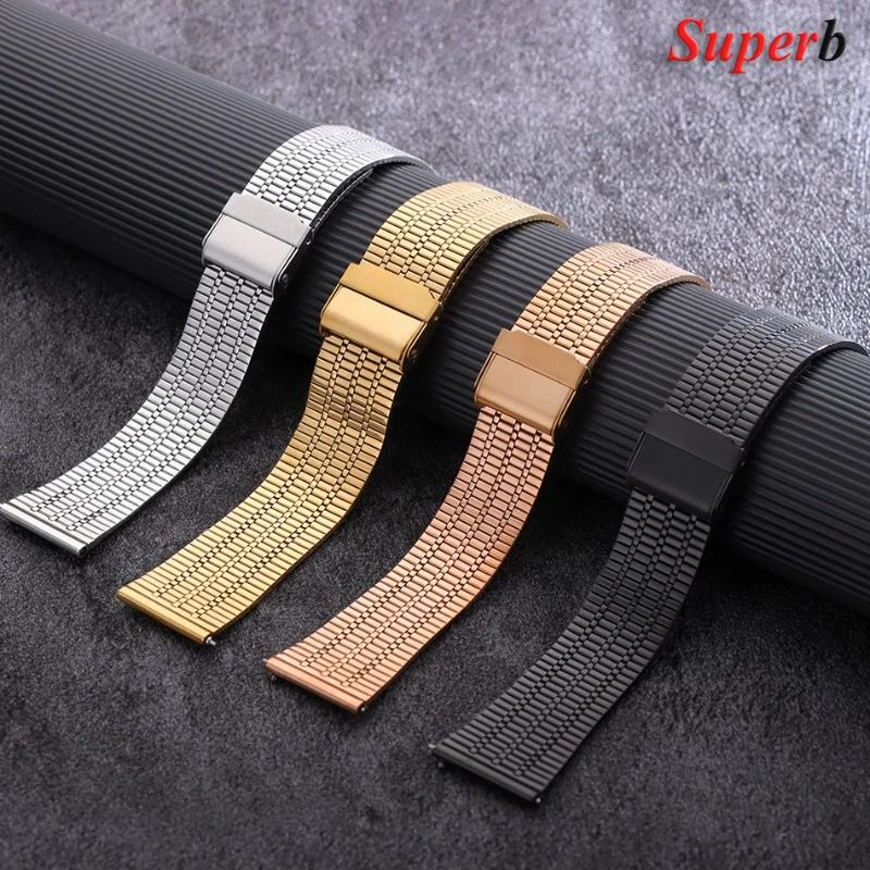 20/22 مللي متر أشرطة رفيعة من الفولاذ المقاوم للصدأ لهواوي Gt حزام ساعة معدني الإفراج السريع الرجال النساء المعصم الفرقة مشبك أمان مزدوج