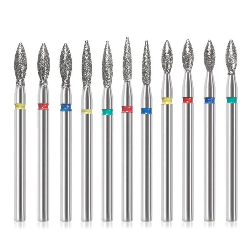 11Pcs Flame Cuticle Drill Bit for Electric Nail Machines Nail Grooming Tool for Nail Technician Nail Care Accessories