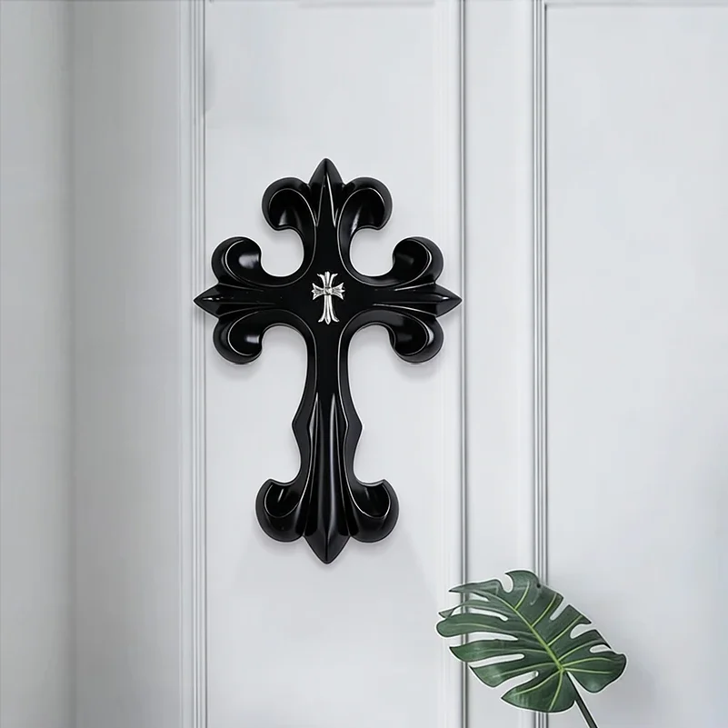 Vintage Cross Ornament Retro Carving Cross Decoration Home Living Room Bedroom Wall Decoration Gift