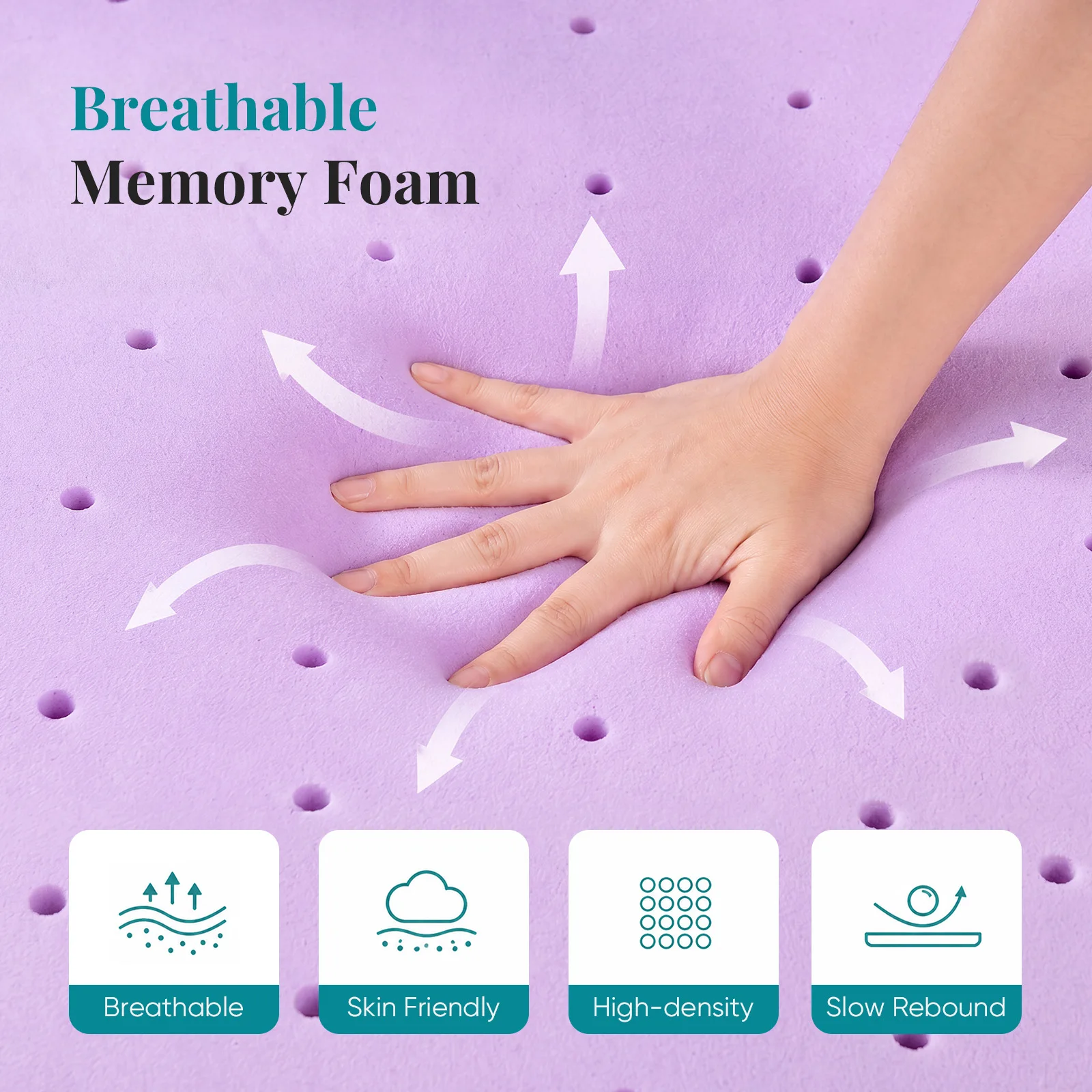 Ventilated Cooling Memory Foam Topper 6