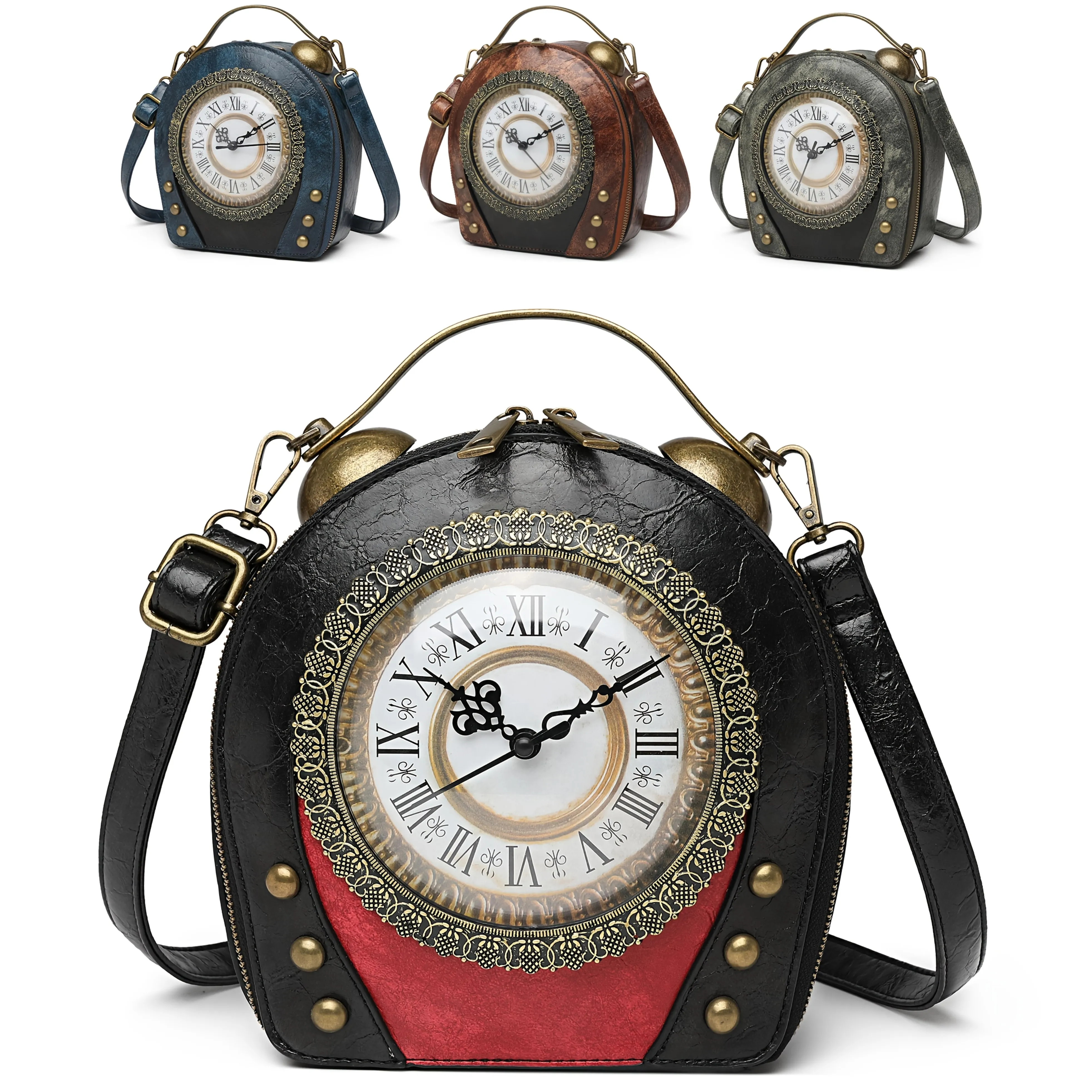 

Fashion, personality, creativity, retro clock, three-dimensional design, shoulder bag, niche splicing crossbody bag