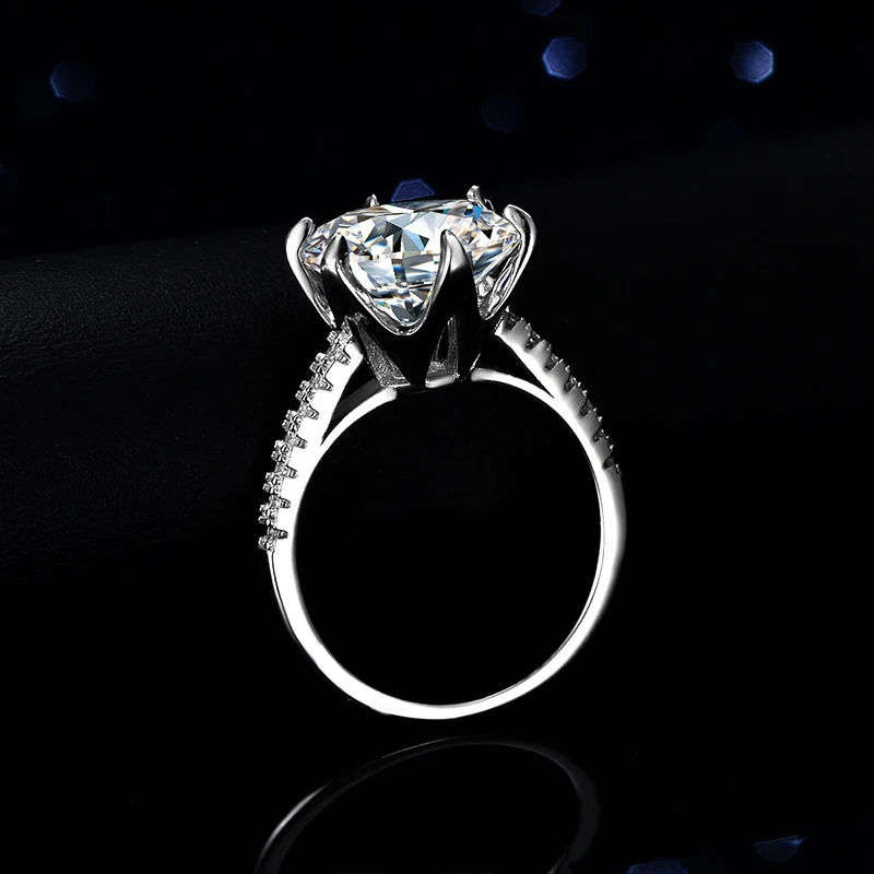 NeeTim 5CT Sparkling D Color Moissanite Lab Diamond Wedding Rings For Women S925 Sterling Silver Luxury Jewelry Engagement Ring