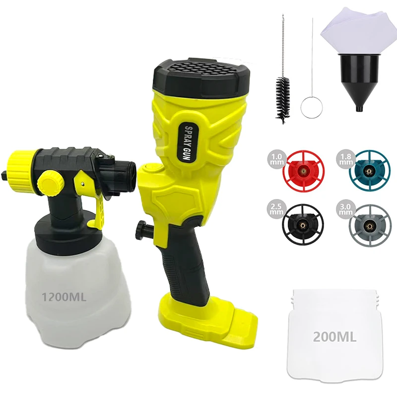 Cordless Electric Spray Gun Compatible for Makita/Milwaukee/Bosch/Ryobi 18/20V Batteries for Furniture Painting and DIY Projects