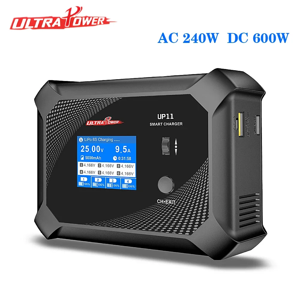 ULTRA POWER UP11 Battery Charger AC 240W DC 600W Four Channels Smart Blance Charger for 1-6S LiPo/LiHV/LiIon/LiFe RC FPV Battery