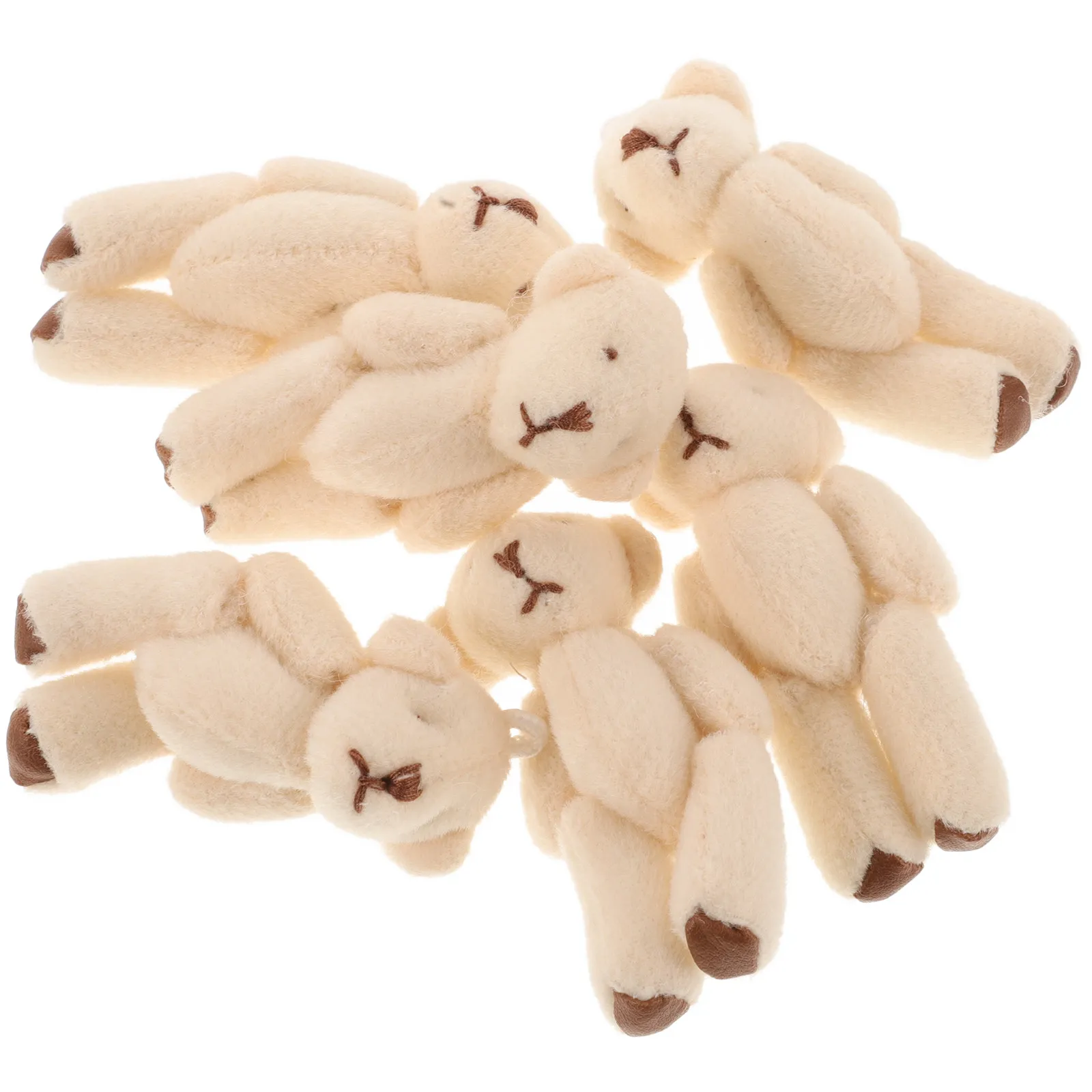 

6Pcs Mini Bears Keychain Set Movable Limbs Cute Soft Stuffed Animal Charm for Kids Bags Phones Keys Cake Decorations Party Favor