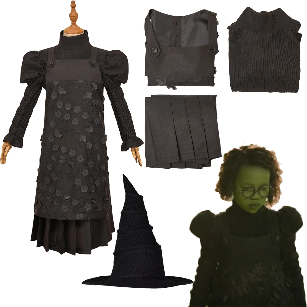 

2025 фильм злой, косплей, Эльфаба, черная одежда, платья, вечерние маскировки для девочек, костюм для ролевых игр на Хэллоуин, карнавальные наряды, костюмы