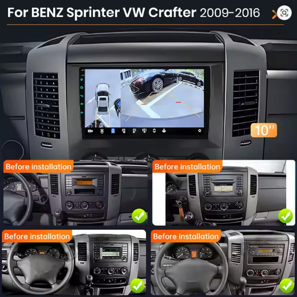Android 16 2Din Car Radio For Mercedes Benz Sprinter Volkswagen Crafter 2006 -2016 Carplay GPS Multimedia Video Player Autoradio